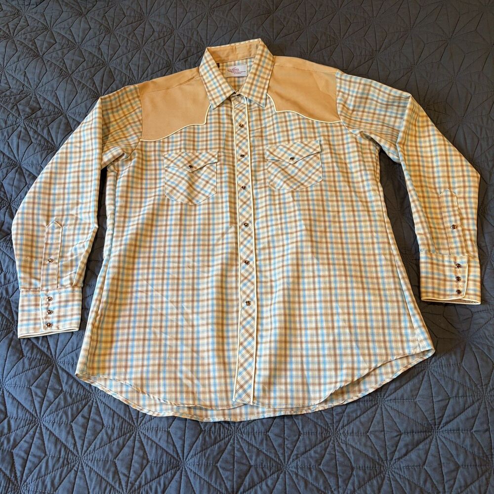 Vintage KENNY ROGERS by KARMAN Western Shirt Flip Cuffs Pearl Snap No Iron M